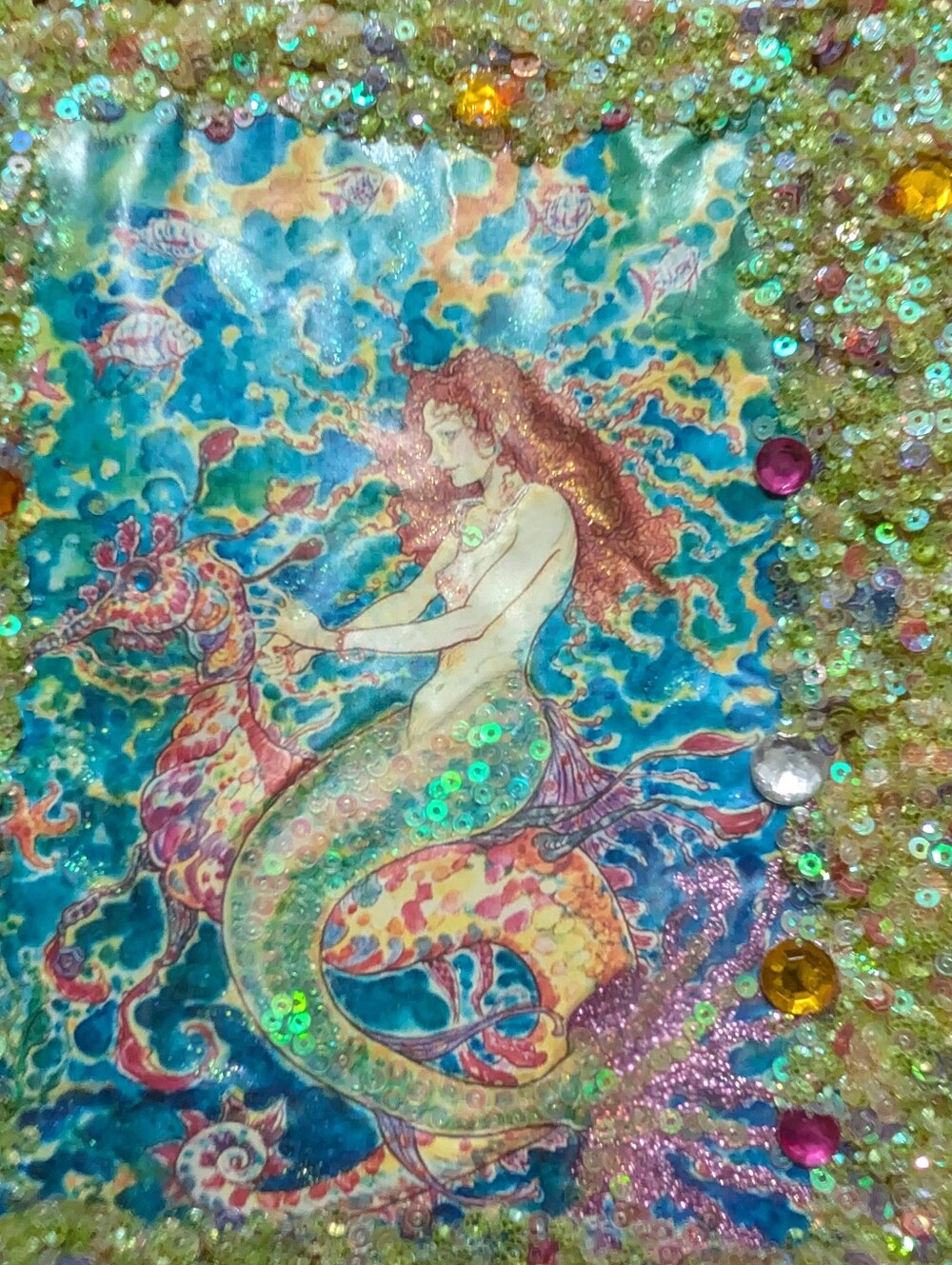 vintage Cappelli Straworld Beaded Mermaid Crossbody Bag